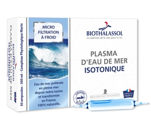 PLASMA EAU DE MER ISOTONIQUE - complément alimentaire marin fabriqué en France par Biothalassol Image PLASMA EAU DE MER ISOTONIQUE